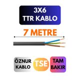 Avarson Öznur 3x6 TTR Kablo, 7 Metre, Siyah