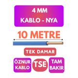 Avarson Öznur 4 MM NYA Kablo, 10 Metre, Mavi