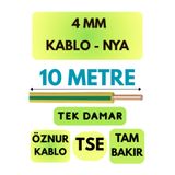 Avarson Öznur 4 MM NYA Kablo, 10 Metre, Sarı-Yeşil