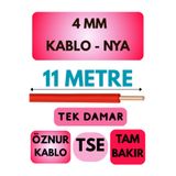 Avarson Öznur 4 MM NYA Kablo, 11 Metre, Kırmızı, Tek Damar