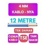 Avarson Öznur 4 MM NYA Kablo, 12 Metre, Mavi