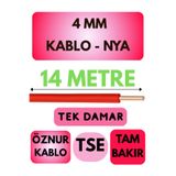 Avarson Öznur 4 MM NYA Kablo, 14 Metre, Kırmızı, Enerji Kablosu