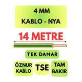 Avarson Öznur 4 MM NYA Kablo, 14 Metre, Sarı-Yeşil
