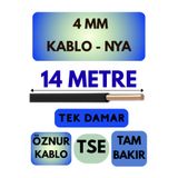 Avarson Öznur 4 MM NYA Kablo, 14 Metre, Siyah
