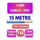 Avarson Öznur 4 MM NYA Kablo, 15 Metre, Mavi
