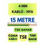 Avarson Öznur 4 MM NYA Kablo, 15 Metre, Sarı-Yeşil