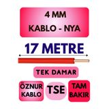 Avarson Öznur 4 MM NYA Kablo, 17 Metre, Kırmızı, Tek Damar