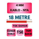 Avarson Öznur 4 MM NYA Kablo, 18 Metre, Kırmızı, Tek Damar