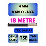 Avarson Öznur 4 MM NYA Kablo, 18 Metre, Siyah