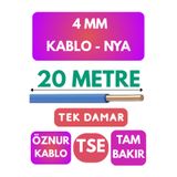 Avarson Öznur 4 MM NYA Kablo, 20 Metre, Mavi