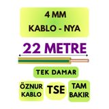 Avarson Öznur 4 MM NYA Kablo, 22 Metre, Sarı-Yeşil
