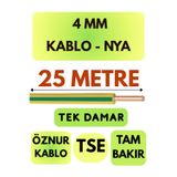 Avarson Öznur 4 MM NYA Kablo, 25 Metre, Sarı-Yeşil