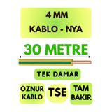 Avarson Öznur 4 MM NYA Kablo, 30 Metre, Sarı-Yeşil