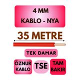 Avarson Öznur 4 MM NYA Kablo, 35 Metre, Kırmızı, Tek Damar