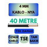 Avarson Öznur 4 MM NYA Kablo, 40 Metre, Siyah
