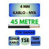 Avarson Öznur 4 MM NYA Kablo, 45 Metre, Siyah