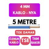 Avarson Öznur 4 MM NYA Kablo, 5 Metre, Mavi