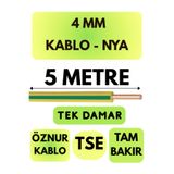 Avarson Öznur 4 MM NYA Kablo, 5 Metre, Sarı-Yeşil
