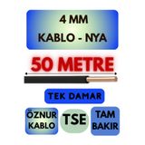 Avarson Öznur 4 MM NYA Kablo, 50 Metre, Siyah