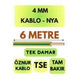 Avarson Öznur 4 MM NYA Kablo, 6 Metre, Sarı-Yeşil