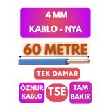 Avarson Öznur 4 MM NYA Kablo, 60 Metre, Mavi, Tek Damar