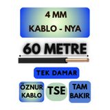 Avarson Öznur 4 MM NYA Kablo, 60 Metre, Siyah