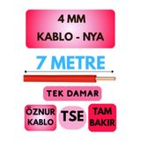 Avarson Öznur 4 MM NYA Kablo, 7 Metre, Kırmızı, Enerji Kablosu