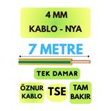 Avarson Öznur 4 MM NYA Kablo, 7 Metre, Sarı-Yeşil
