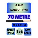 Avarson Öznur 4 MM NYA Kablo, 70 Metre, Siyah