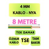 Avarson Öznur 4 MM NYA Kablo, 8 Metre, Sarı-Yeşil