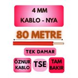 Avarson Öznur 4 MM NYA Kablo, 80 Metre, Kırmızı, Enerji Kablosu