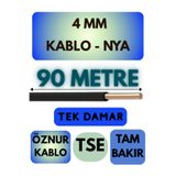 Avarson Öznur 4 MM NYA Kablo, 90 Metre, Siyah