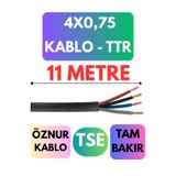 Avarson Öznur 4x0,75 TTR Kablo, 11 Metre, Siyah