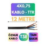 Avarson Öznur 4x0,75 TTR Kablo, 12 Metre, Siyah