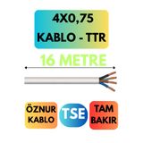 Avarson Öznur 4x0,75 TTR Kablo, 16 Metre, Beyaz