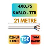 Avarson Öznur 4x0,75 TTR Kablo, 21 Metre, Beyaz