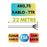 Avarson Öznur 4x0,75 TTR Kablo, 22 Metre, Beyaz