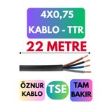 Avarson Öznur 4x0,75 TTR Kablo, 22 Metre, Siyah