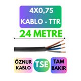 Avarson Öznur 4x0,75 TTR Kablo, 24 Metre, Siyah
