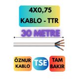 Avarson Öznur 4x0,75 TTR Kablo, 30 Metre, Beyaz