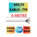 Avarson Öznur 4x0,75 TTR Kablo, 6 Metre, Beyaz