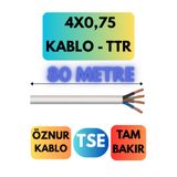 Avarson Öznur 4x0,75 TTR Kablo, 80 Metre, Beyaz