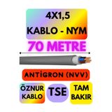 Avarson Öznur 4x1,5 Antigron (NYM) Kablo, Gri, 70 Metre