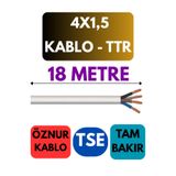 Avarson Öznur 4x1,5 TTR Kablo, 18 Metre, Beyaz