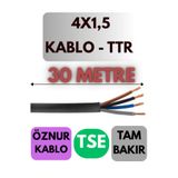 Avarson Öznur 4x1,5 TTR Kablo, 30 Metre, Siyah