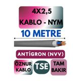 Avarson Öznur 4x2,5 NYM Antigron Kablo, 10 Metre, Gri