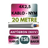 Avarson Öznur 4x2,5 NYM Antigron Kablo, 20 Metre, Gri