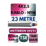 Avarson Öznur 4x2,5 NYM Antigron Kablo, 23 Metre, Gri