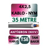Avarson Öznur 4x2,5 NYM Antigron Kablo, 35 Metre, Gri