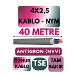 Avarson Öznur 4x2,5 NYM Antigron Kablo, 40 Metre, Gri